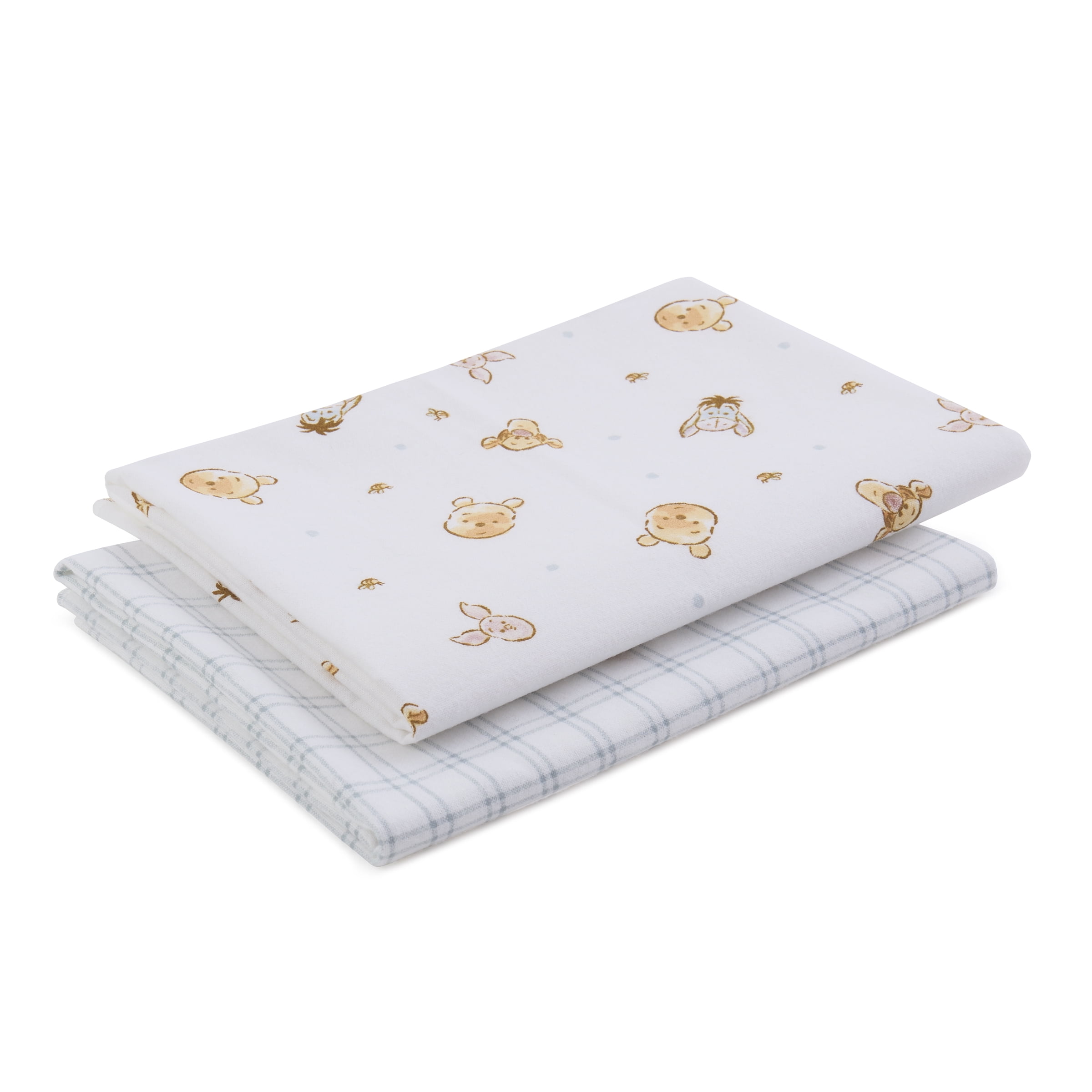 Disney Winnie the Pooh Ivory Cotton Flannel Receiving Baby Blanket (2 count)