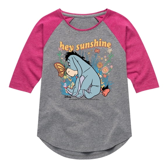 Winnie the Pooh - A Butterfly Lands on Eeyore's Nose - Hey Sunshine - Toddler And Youth Girls Raglan Graphic T-Shirt