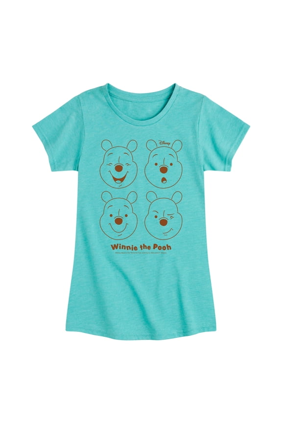 - All the Faces of Pooh - Toddler And Youth Girls Short Sleeve Graphic T-Shirt