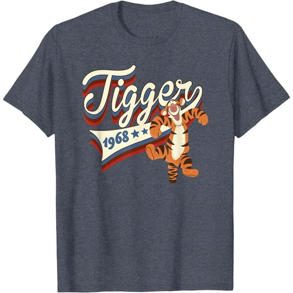 Winnie the Pooh Americana Tigger Collegiate 1968 Unisex Softstyle T-Shirt for Men Women Kids,Heather Navy Color,Size M