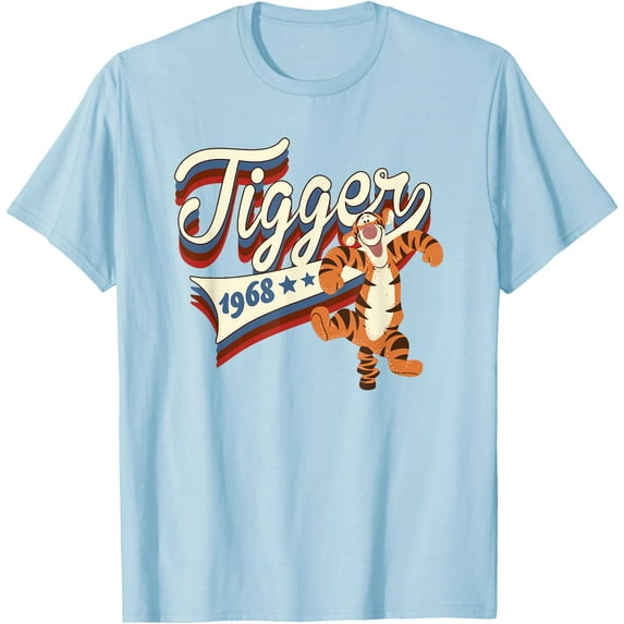 Winnie the Pooh Americana Tigger Collegiate 1968 Unisex Softstyle T-Shirt for Men Women Kids,Light Blue Color,Size 5/6