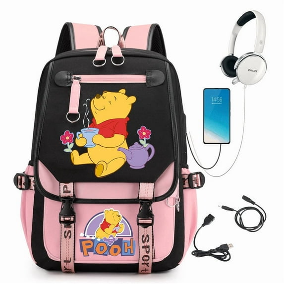 Winnie-the-Pooh Anime Backpacks Cartoon Laptop Backpack Daypack 3D Printed for Mens/Womens