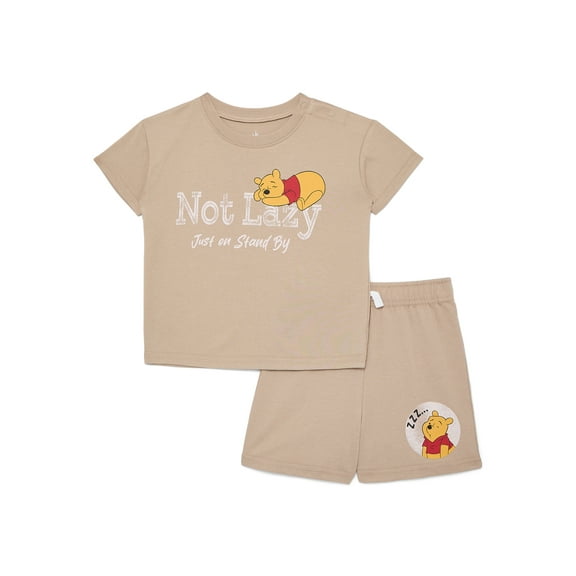 Winnie the Pooh Baby Boys' Short Sleeve Graphic Tee and Shorts Set, 2-Piece, Sizes 0/3M-24M