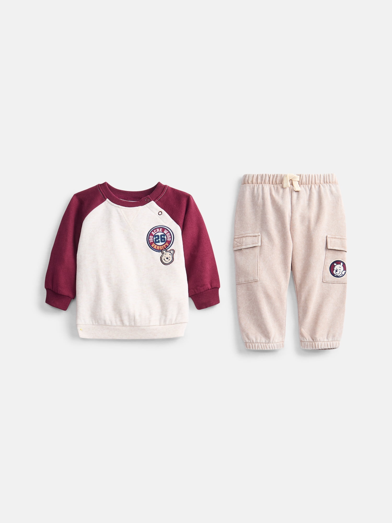 Winnie the Pooh Baby Boys Sweatshirt and Cargo Jogger Sweatpants, 2 Piece, Sizes 0/3M-24M
