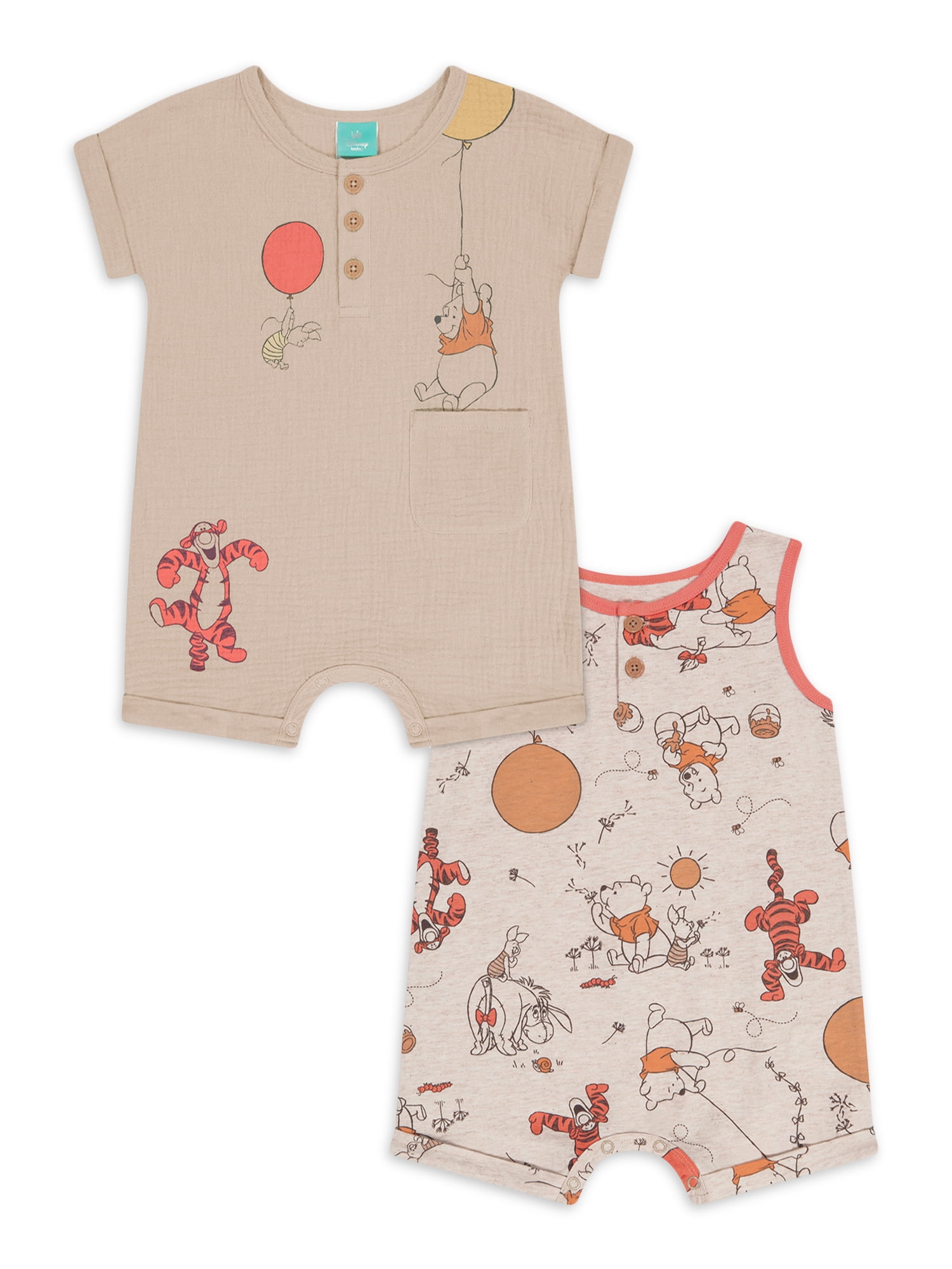 Winnie the Pooh Baby Boys’ Short Sleeve Romper Set, 2-Piece, Sizes 0/3M-24M