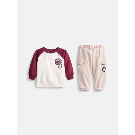 Winnie the Pooh Baby Boys Sweatshirt and Cargo Jogger Sweatpants, 2 Piece, Sizes 0/3M-24M