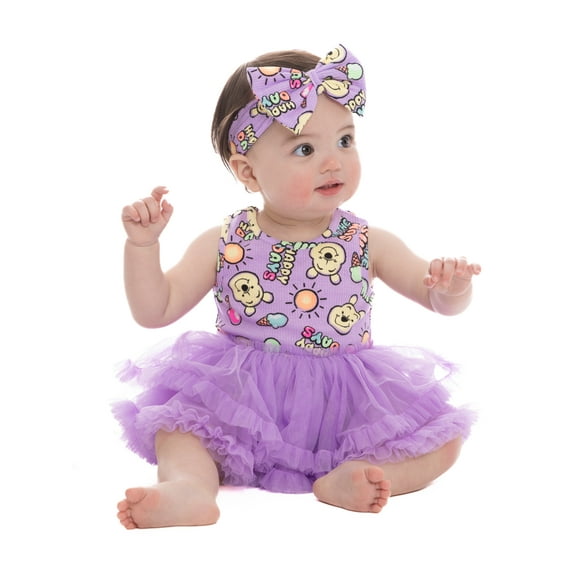 Winnie the Pooh Baby Girl All Over Print Tutu with Matching Headband, 2 Piece, Sizes 12 Months-5T