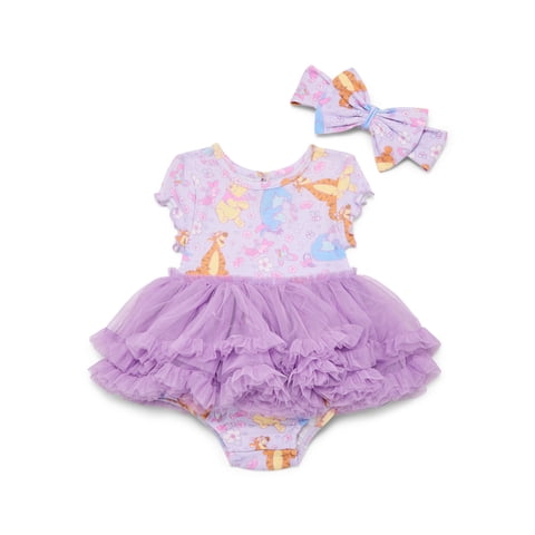 Winnie the Pooh Baby Girls Tutu Dress Bodysuit with Matching Headband, 2-Piece, Sizes Newborn-24M