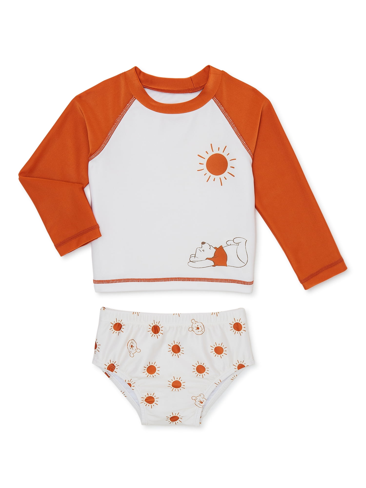 Winnie the Pooh Baby Long Sleeve Rashguard and Swim Bottom Set, 2-Piece, Sizes 0/3-12 Months