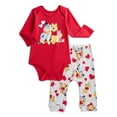 thumbnail image 1 of Winnie the Pooh Baby Girls Valentine's Day Long Sleeve Bodysuit with Matching Joggers, 2-Piece Set, Sizes Newborn-12M, 1 of 7
