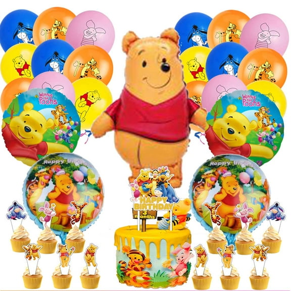 Winnie the Pooh Balloons Cake Topper Party Supplies Birthday Set Decorations Kit Fans