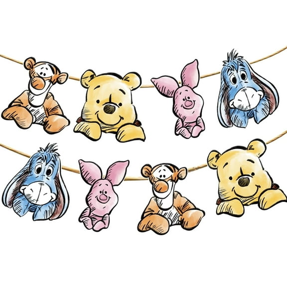 Winnie the Pooh Banner For Baby Shower Decorations Birthday Banner Party Decoration Party Supplies(8PCS)