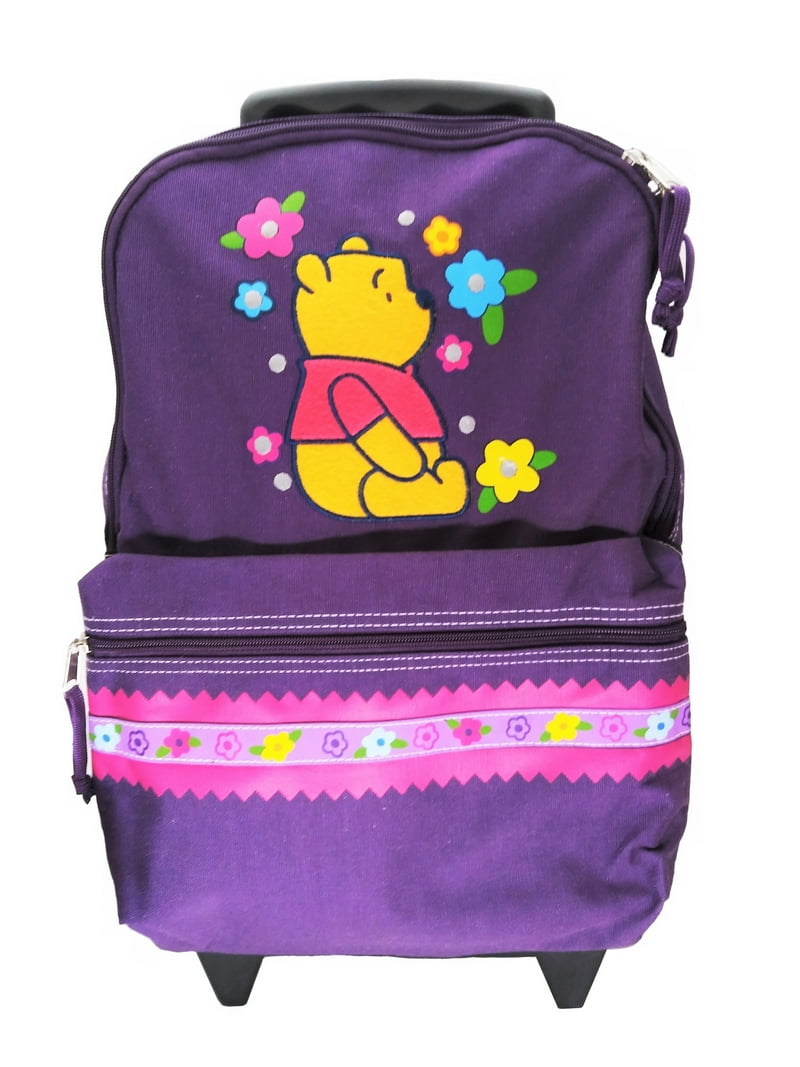 Winnie the Pooh Bear Rolling Backpack 16 inch Patch Purple 76679