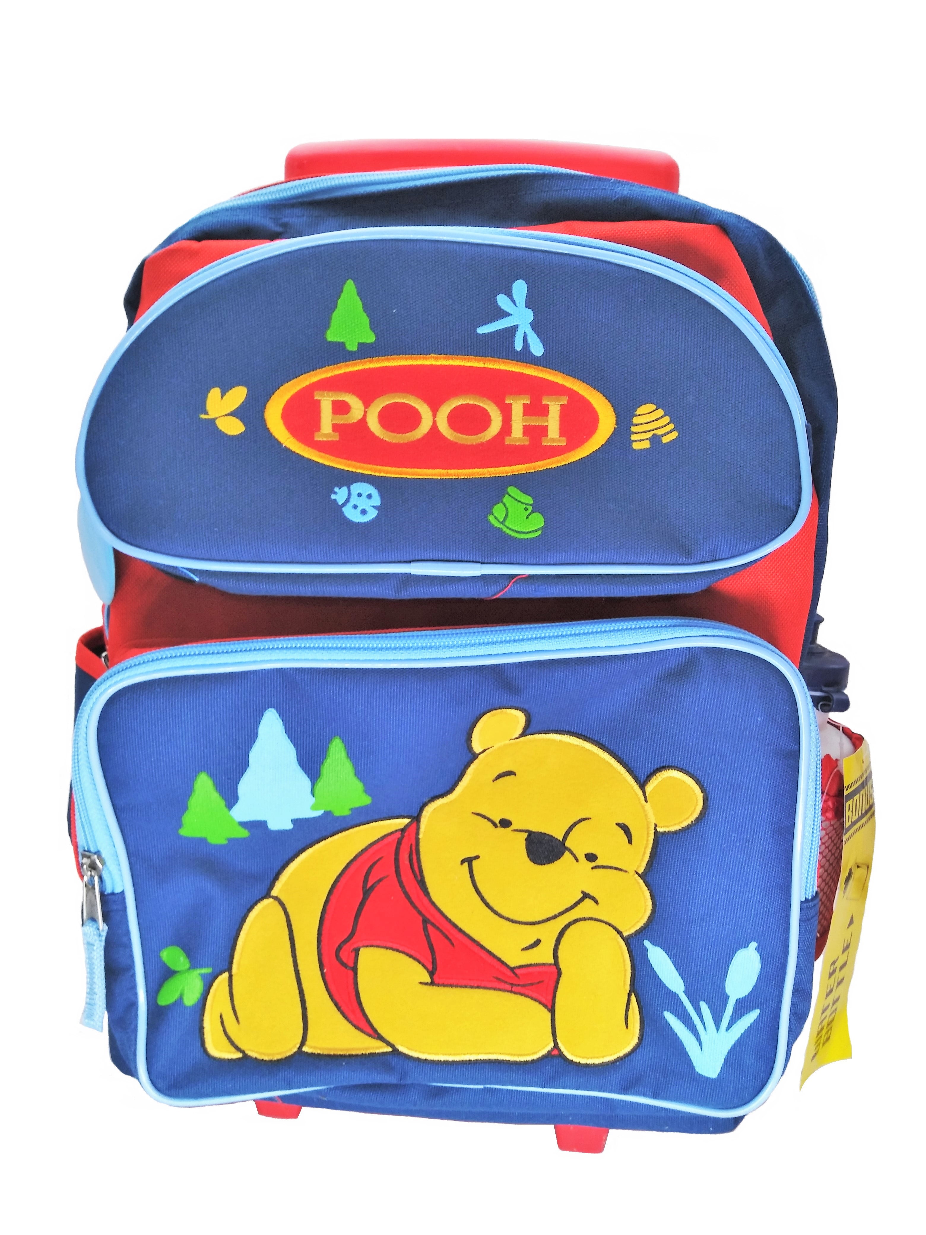 Winnie the Pooh Bear Rolling Backpack 16 inch Red Blue