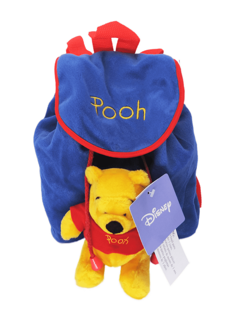 Winnie the Pooh Bear Small Drawstring Plush Backpack Blue 002602