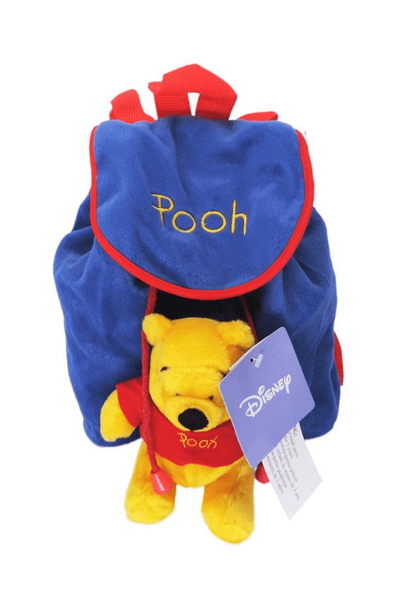 Winnie the Pooh Bear Small Drawstring Plush Backpack Blue 002602
