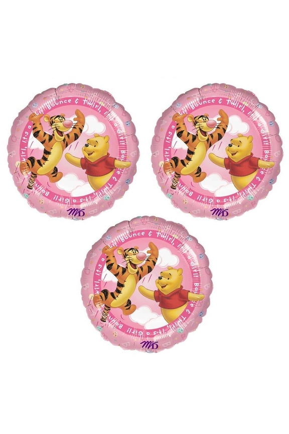Winnie the Pooh Bear and Tigger 3 Piece 18" Baby Girl Shower Balloons