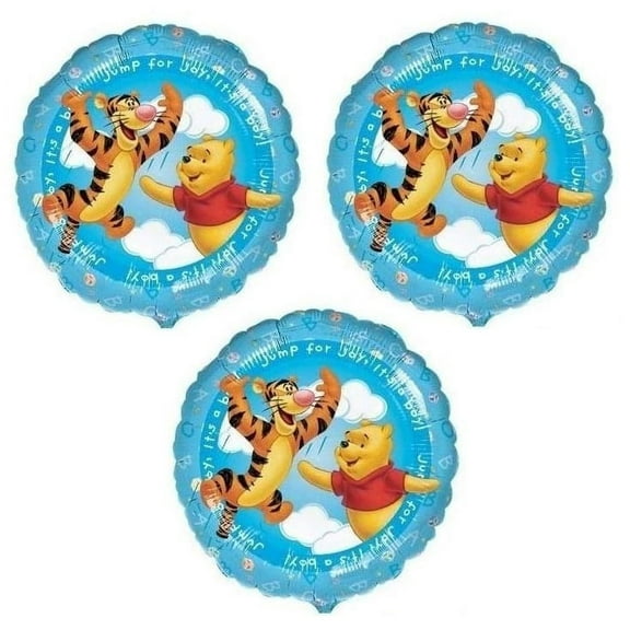 Winnie the Pooh Bear and Tigger 3 Piece 18" Boy Baby Shower Mylar Balloons