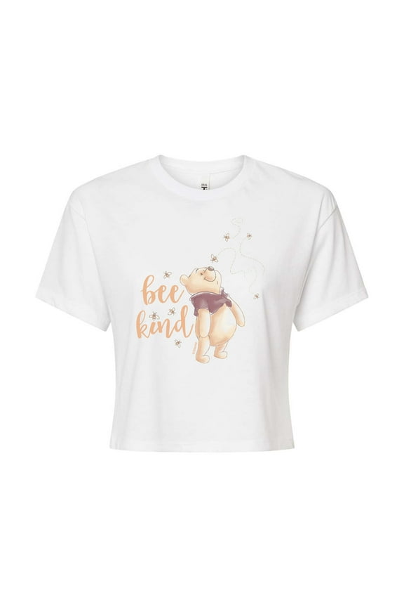 - Bee Kind - Juniors Cropped Cotton Blend T-Shirt