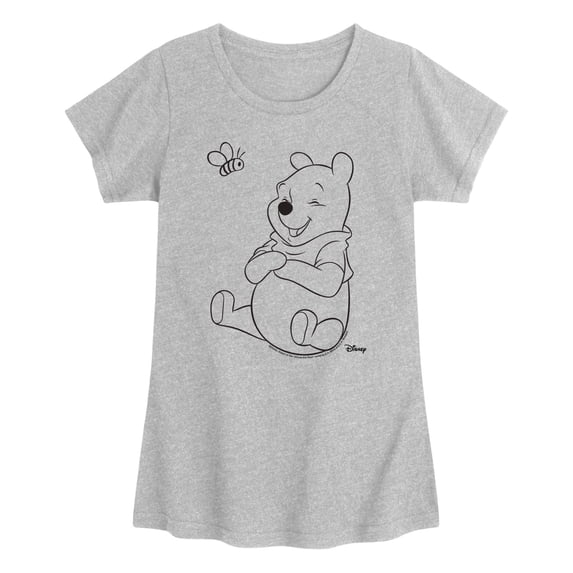 Winnie the Pooh - Bee and Pooh Outline - Youth Girls Fitted Short Sleeve T-Shirt