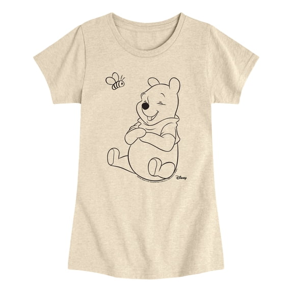 Winnie the Pooh - Bee and Pooh Outline - Youth Girls Fitted Short Sleeve T-Shirt