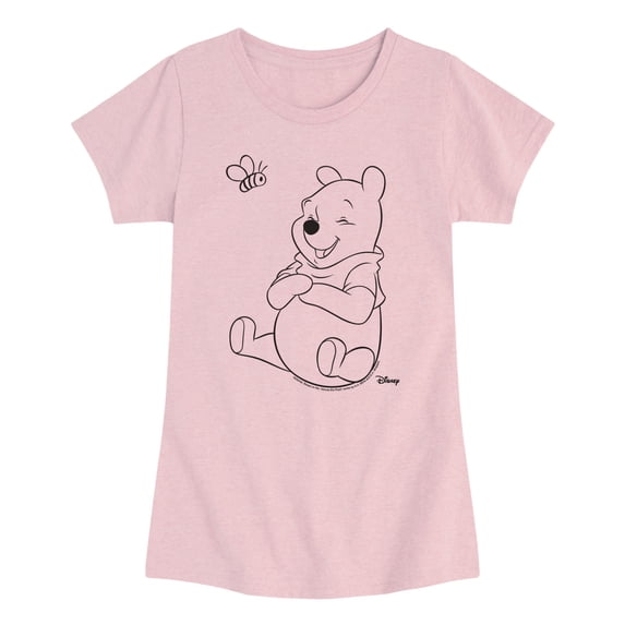 Winnie the Pooh - Bee and Pooh Outline - Youth Girls Fitted Short Sleeve T-Shirt