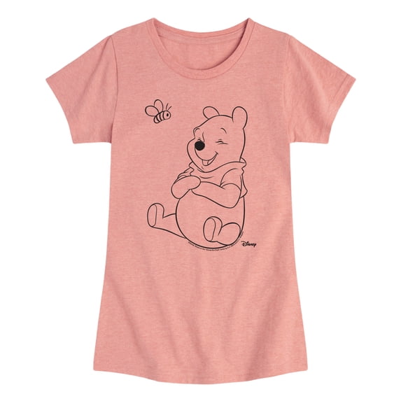 Winnie the Pooh - Bee and Pooh Outline - Youth Girls Fitted Short Sleeve T-Shirt