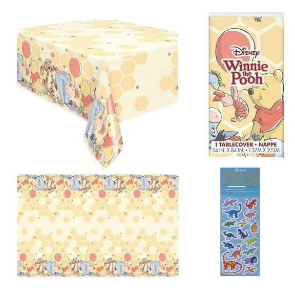 Unique Winnie the Pooh Table Cover with Free Sticker Party Supplies, 54" x 84"