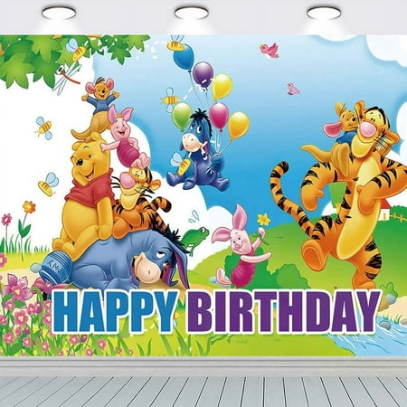 Winnie the Pooh Birthday Banner Backdrop Background Taspestry Post Wall Decor Party Supplies