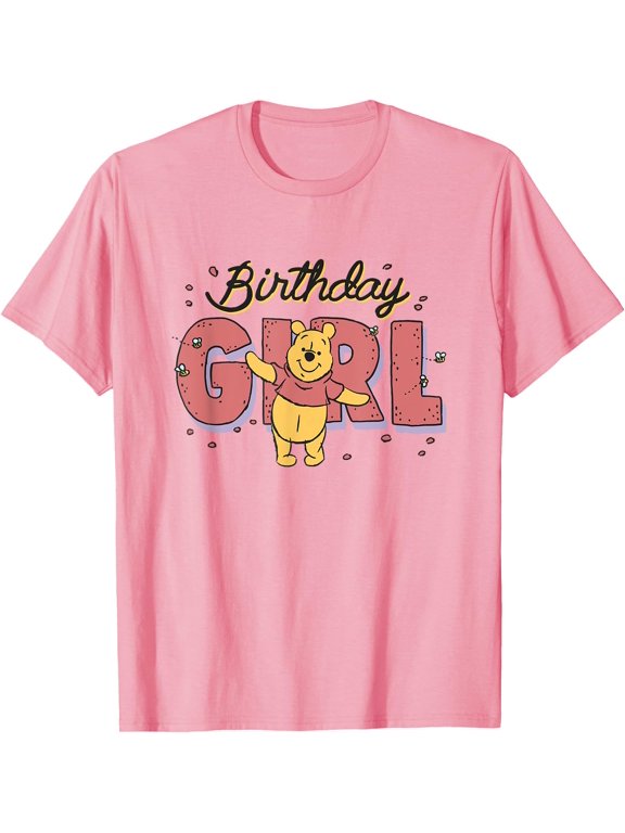 Winnie the Pooh Birthday Girl Buzzing Bees T-Shirt for Men Women, Light Pink Color, Size S