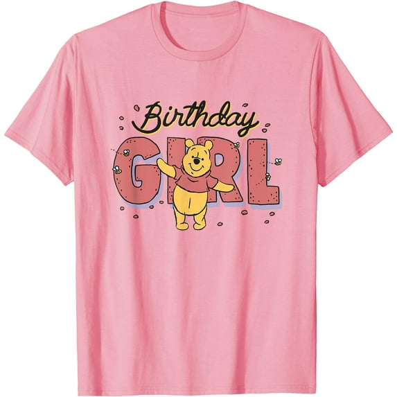 Winnie the Pooh Birthday Girl Buzzing Bees T-Shirt for Men Women, Light Pink Color, Size XL