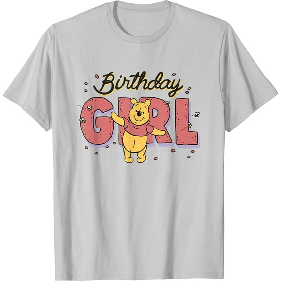 Winnie the Pooh Birthday Girl Buzzing Bees Unisex Softstyle T-Shirt for Men Women Kids,Ice Grey Color,Size L