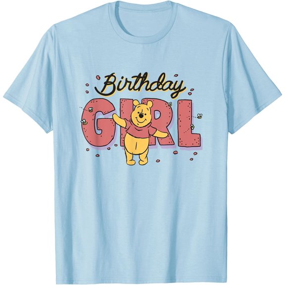 Winnie the Pooh Birthday Girl Buzzing Bees Unisex Softstyle T-Shirt for Men Women Kids,Light Blue Color,Size 2T