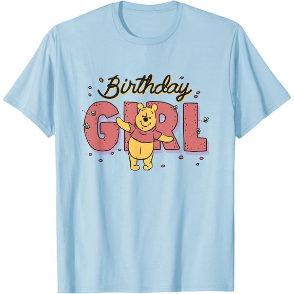 Winnie the Pooh Birthday Girl Buzzing Bees Unisex Softstyle T-Shirt for Men Women Kids,Light Blue Color,Size 3XL