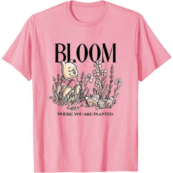Winnie the Pooh Bloom Where You Are Planted Unisex Softstyle T-Shirt for Men Women Kids,Light Pink Color,Size M