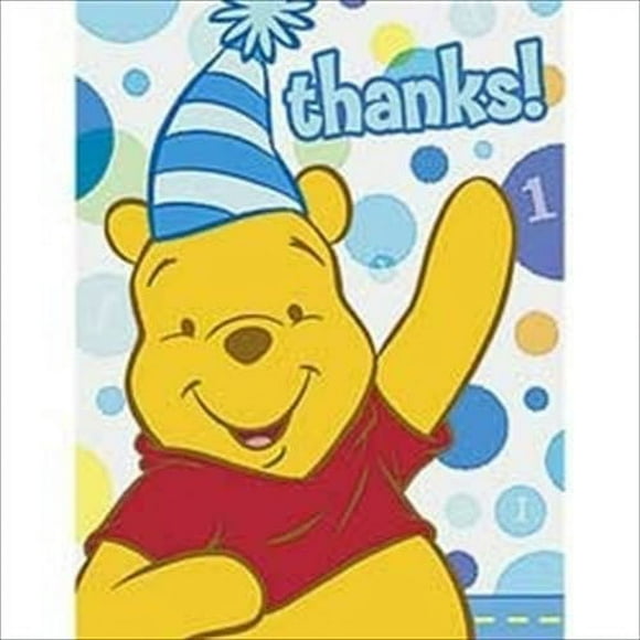 Winnie the Pooh Boy's 1st Birthday Thank You Notes w/ Env. (8ct)