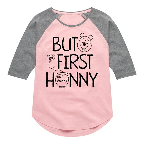 Winnie the Pooh - But First Honey - Toddler And Youth Girls Raglan Graphic T-Shirt