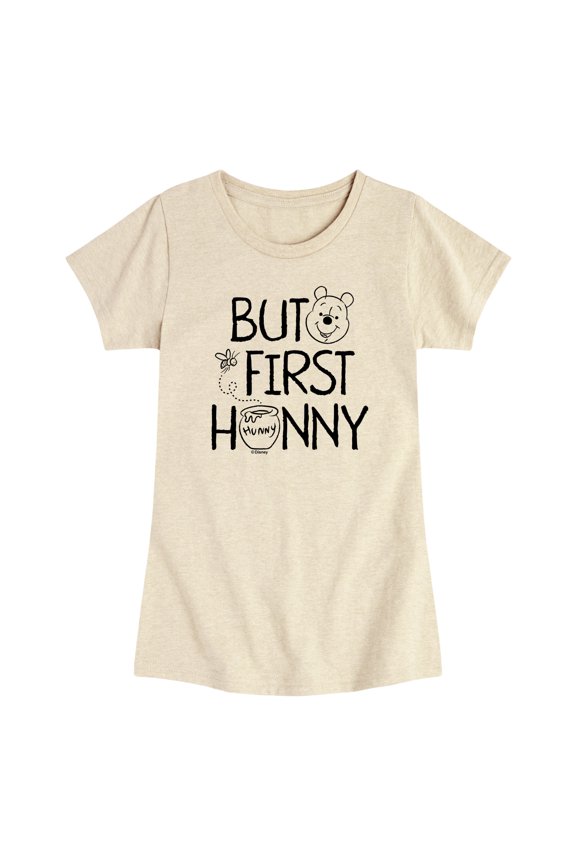 - But First Hunny - Toddler Girls Fitted Short Sleeve T-Shirt
