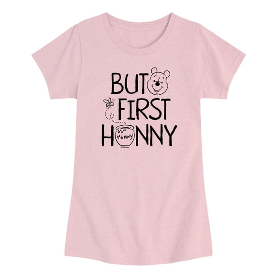 Winnie the Pooh - But First Hunny - Toddler Girls Fitted Short Sleeve T-Shirt
