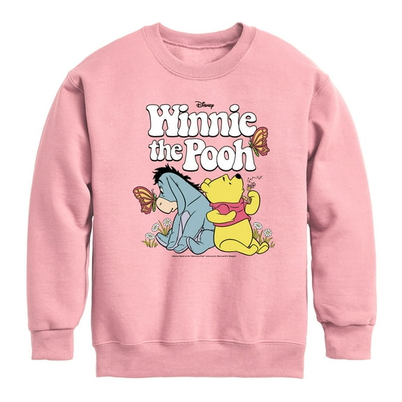 Winnie the Pooh - Butterfly Friends with Eeyore - Toddler And Youth Crewneck Fleece Sweatshirt