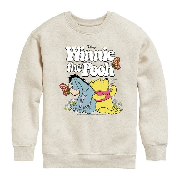 Winnie the Pooh - Butterfly Friends with Eeyore - Toddler And Youth Crewneck Fleece Sweatshirt