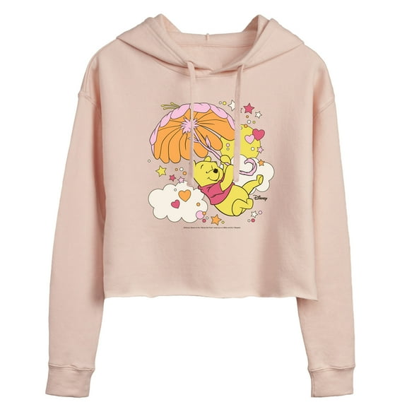 Winnie the Pooh - Carried Away in the Clouds with an Umbrella - Juniors Cropped Pullover Hoodie