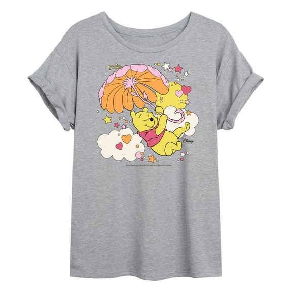 Winnie the Pooh - Carried Away in the Clouds with an Umbrella - Juniors Ideal Flowy Muscle T-Shirt