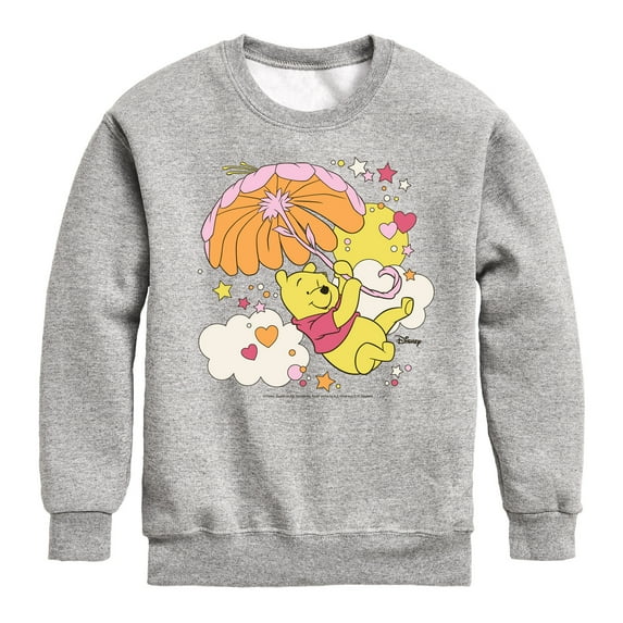 Winnie the Pooh - Carried Away in the Clouds with an Umbrella - Toddler And Youth Crewneck Fleece Sweatshirt