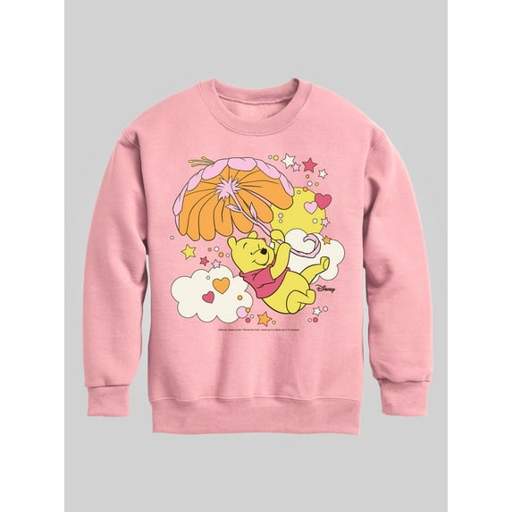 Winnie the Pooh - Carried Away in the Clouds with an Umbrella - Toddler And Youth Crewneck Fleece Sweatshirt