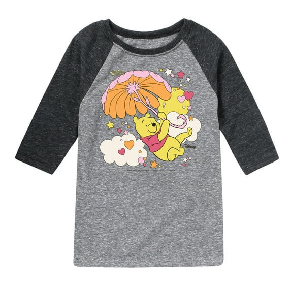 Winnie the Pooh - Carried Away in the Clouds with an Umbrella - Toddler And Youth Raglan Graphic T-Shirt