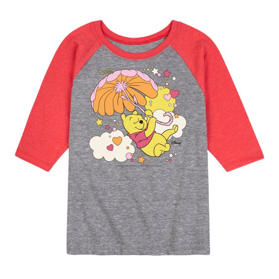 Winnie the Pooh - Carried Away in the Clouds with an Umbrella - Toddler And Youth Raglan Graphic T-Shirt