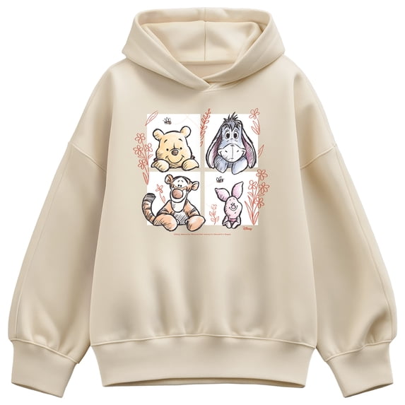 Winnie the Pooh - Character Grid Drawing - Women's Oversized Fleece Hoodie Sweatshirt