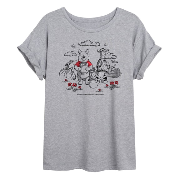 Winnie the Pooh - Character Group Honey - Juniors Oversized Graphic T-Shirt