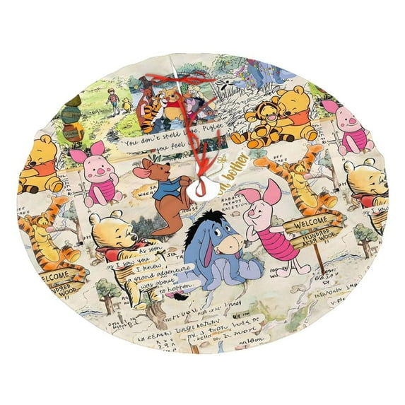 Winnie the Pooh Christmas Tree Skirt Xmas Tree Holiday Tree Ornament Party Decorations Mat